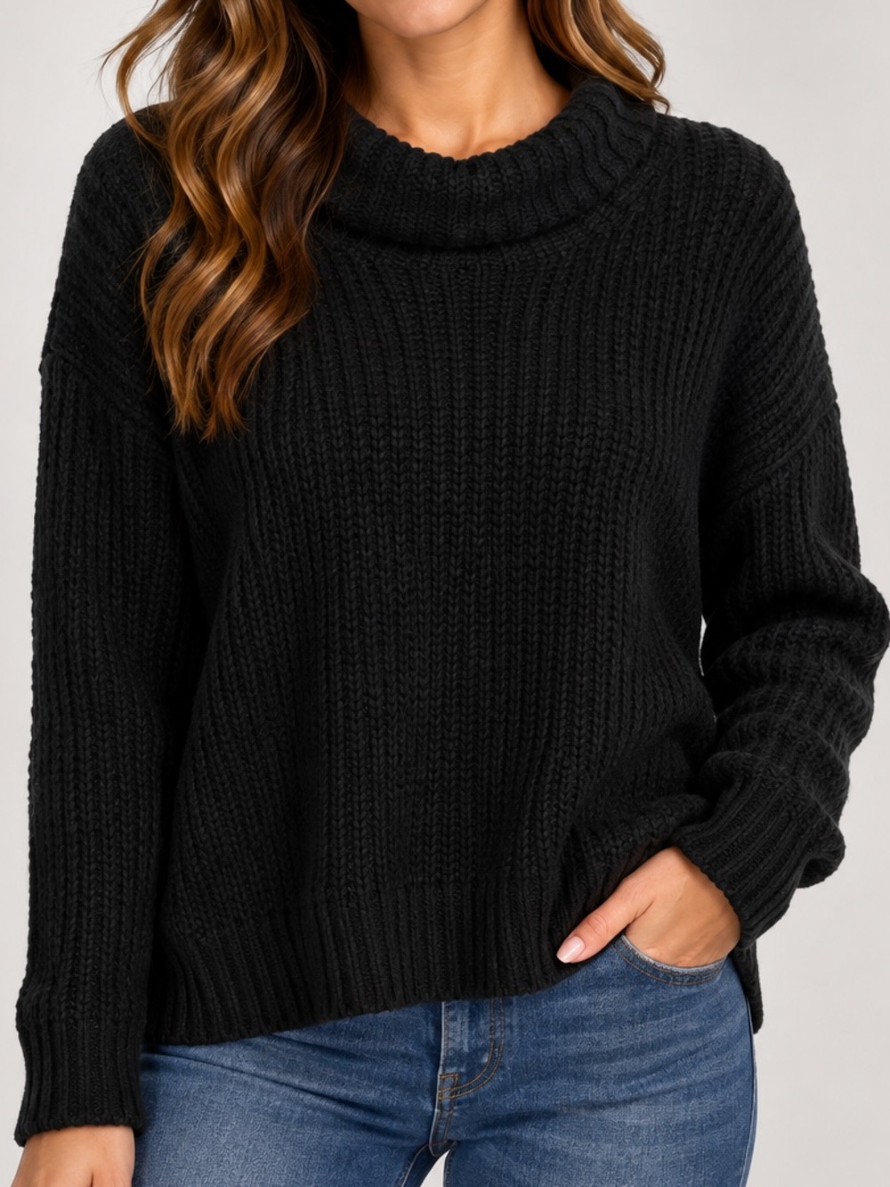 American Eagle Outfitters Black Ribbed Turtleneck Sweater